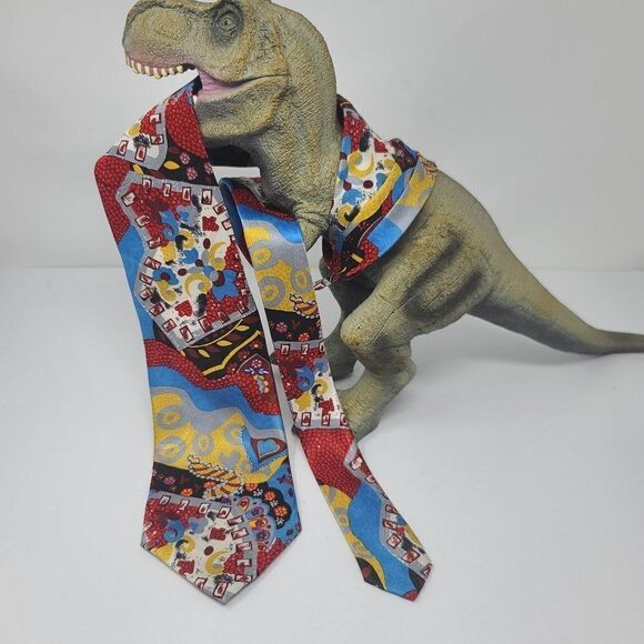 Giorgio Benelli 100% Italian Silk Colorful Neck Tie - Picture 1 of 5